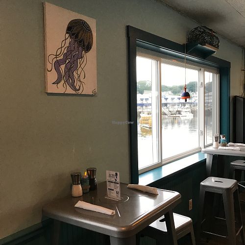 window seat at Mystic Mermaid in Boothbay Harbor