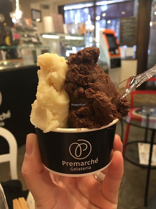 Chocolate and white miso at Premarché Gelateria in Kyoto