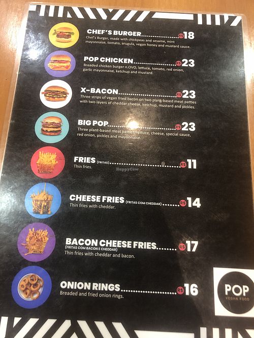 English menu sides   at Pop Vegan Food in Sao Paulo