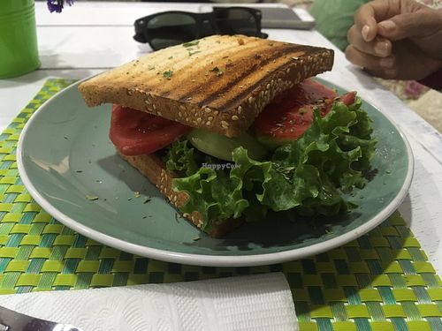 Veggie sandwich at Bouganvilla in Ollantaytambo