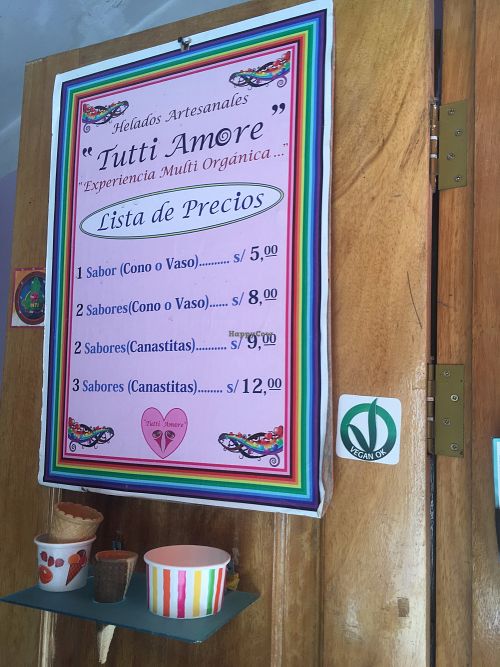 Prices at Tutti Amore in Ollantaytambo