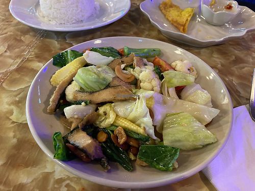 „fish“ dish   at Dow Vegan Restaurant in Koh Phi Phi