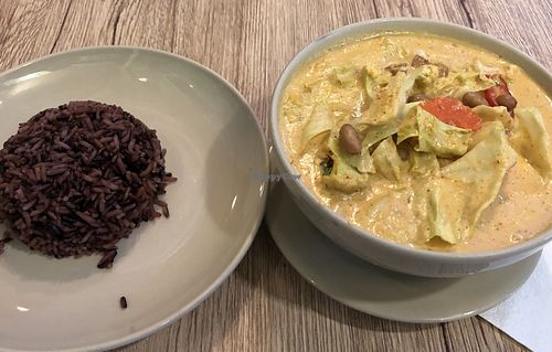 Massaman Curry with Potato and side of rice.   at Dow Vegan Restaurant in Koh Phi Phi