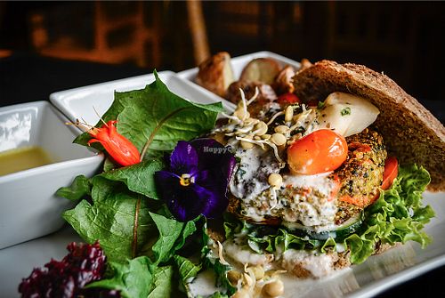 quinua burger at Chia Vegan Restaurant in Cusco