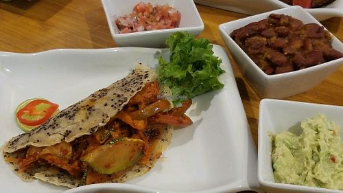 half of the tacos at Chia Vegan Restaurant in Cusco