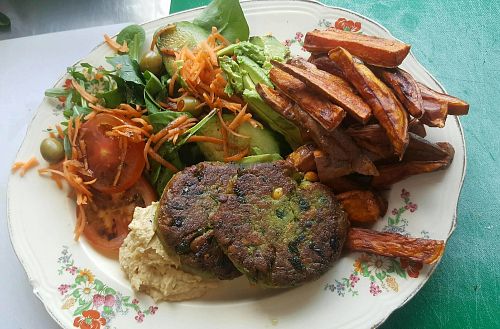 Falafel and sweet potato fries at Greenwich Pantry @ Arts Cafe in South East London