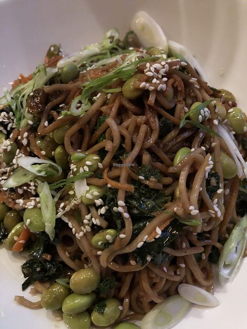 Vegan soba noodles with edamame  at Pour Me Coffee & Wine Cafe in Danbury
