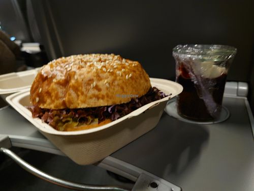 Farmer's Burger and walnuss nougat cake at Veggiezz - Opernring in Vienna