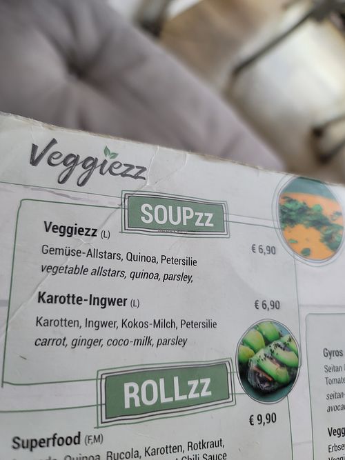 Part of the menu at Veggiezz - Opernring in Vienna