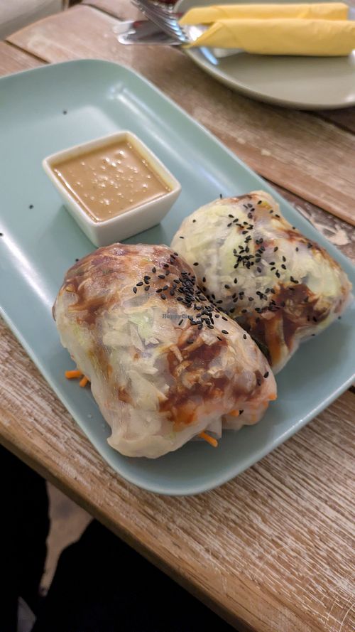 Kimchi rolls, peanut dip at Veggiezz - Opernring in Vienna
