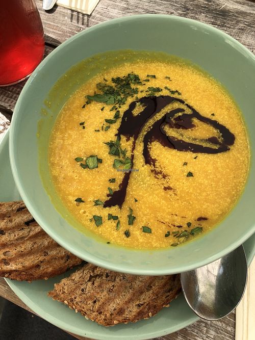 Pumpkin soup.  at Veggiezz - Opernring in Vienna