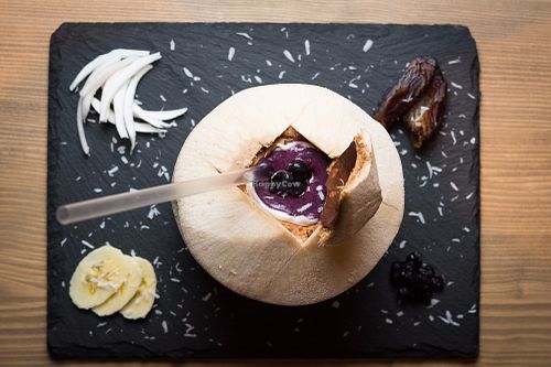 jung coconut smoothie with black berries at MyRaw Food  in Brno