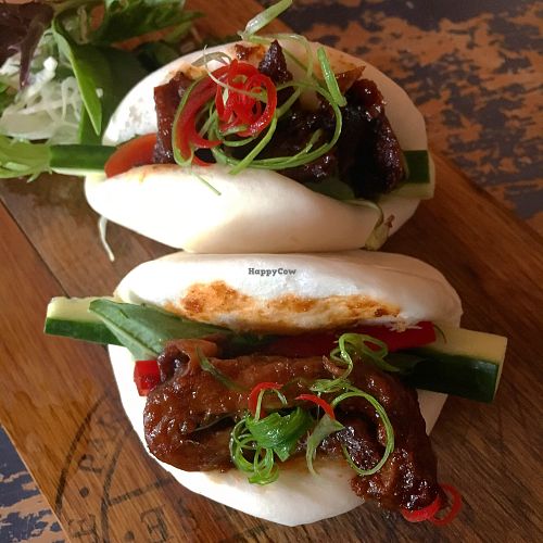 Steamed open buns with crispy ”duck”. at Monsoon Thai Fusion in Battery Point