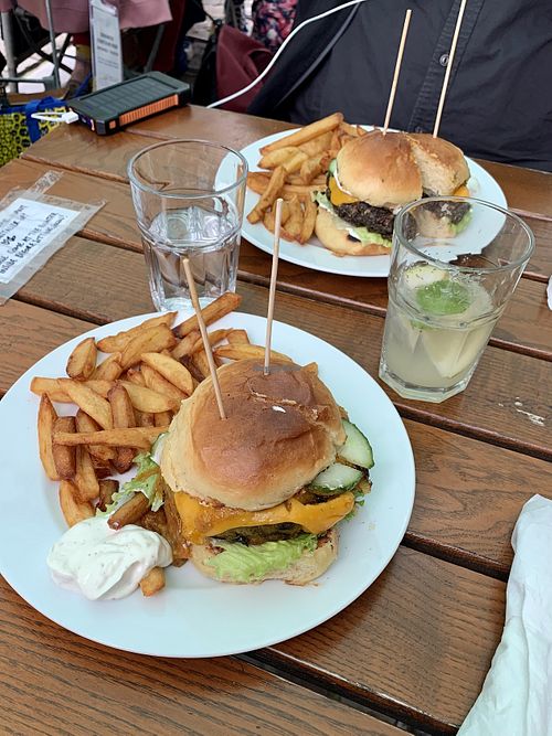 Potato burger and mushroom burger  at The Judgy Vegan in Brussels