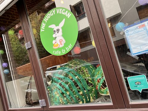 window  at The Judgy Vegan in Brussels