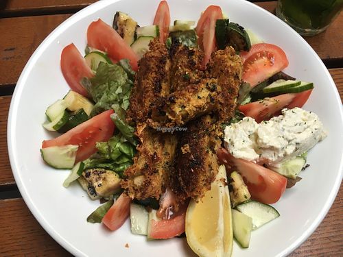 Croquette marine et salade at The Judgy Vegan in Brussels