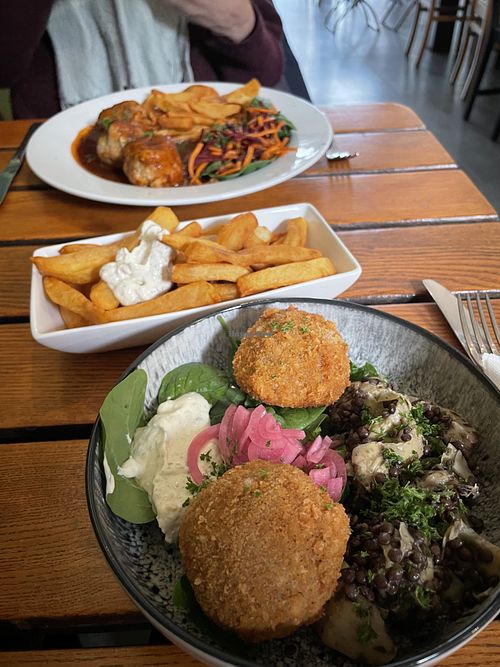 The shrimp croquettes were delicious! Would not recommend the seitan meatballs   at The Judgy Vegan in Brussels
