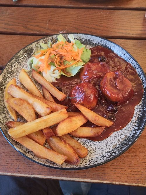 Belgian meatballs (17€) at The Judgy Vegan in Brussels