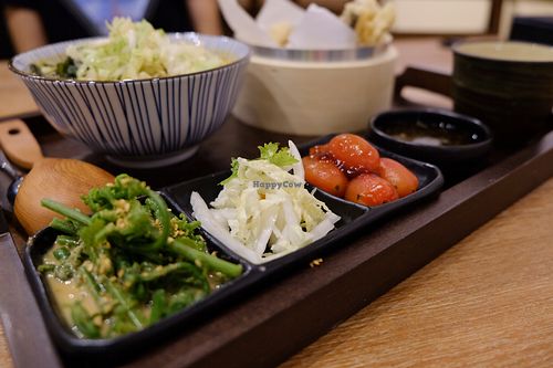 three side dishes and tempura are offered for any udon combo  at Hoshina 穗科 - Zhongshan District in Taipei
