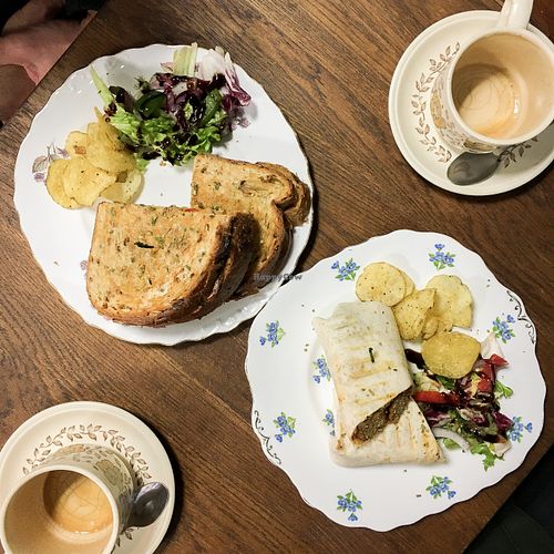 philly cheesesteak (top left) and meatless meatball wrap (bottom right) at In Bloom in Glasgow