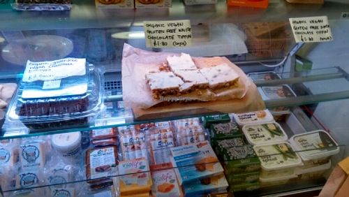 vegan cakes, tofu and cheese at Gillam's Tea Room in Ulverston
