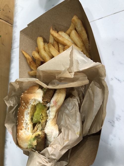 Delicious!!!!! at Marty's V Burger in New York City