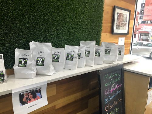 Staging meal donations. at Marty's V Burger in New York City