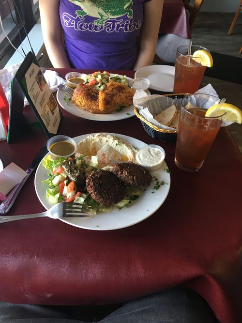 Both entrees came with Israeli salad (delicious!!!!!)  at Mini Pita Cafe in Fort Lauderdale