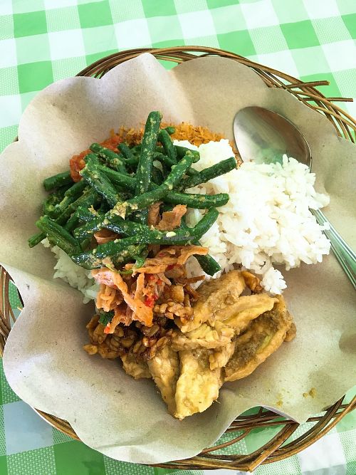 Nasi campur (set rice meal) at Depot Sakura Vegetarian in Manggis