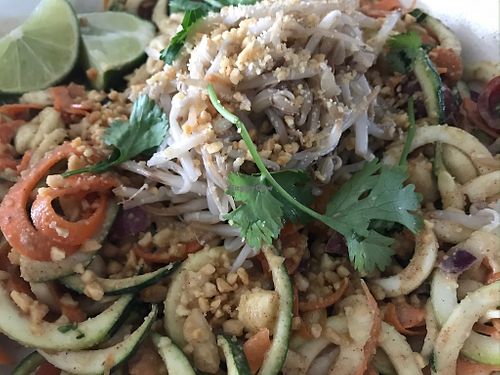 Zucchini noodles pad Thai style at Hippy Chick Hummus in Frederick