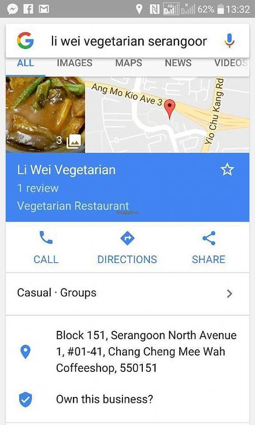 Location at Li Wei Vegetarian 笠维素食 in Northeast Singapore