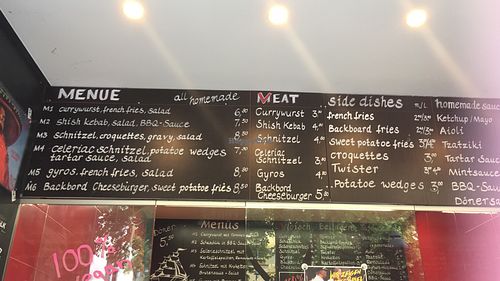 menu at Backbord Vegan in Berlin