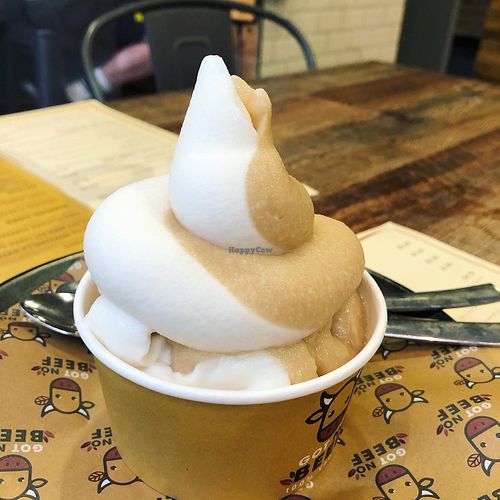 Soft serve ice cream - vanilla and biscoff flavor  at Got No Beef in Cardiff