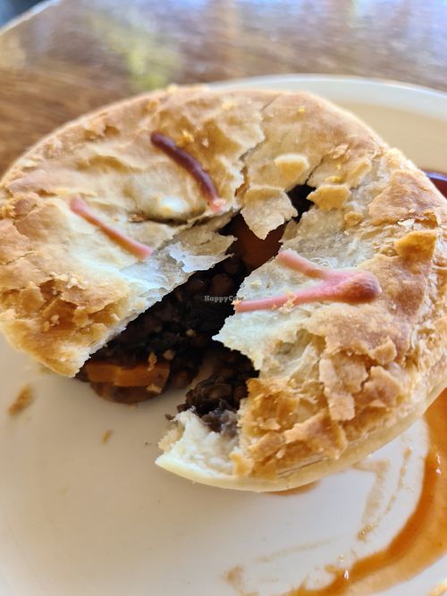 Mushroom and lentil at Heritage Pies & Pastries in Goolwa
