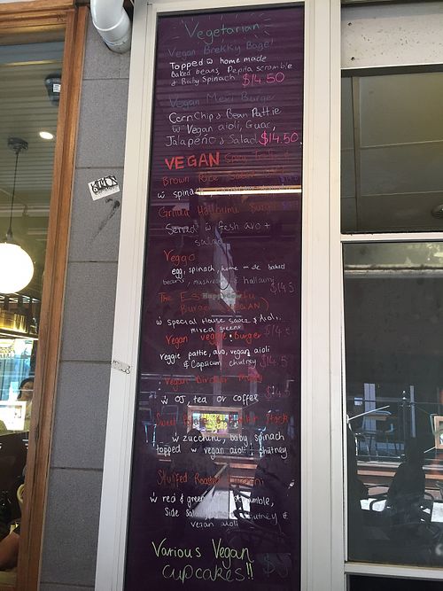 Vegan / Vegetarian menu at Cafe Essen in Canberra