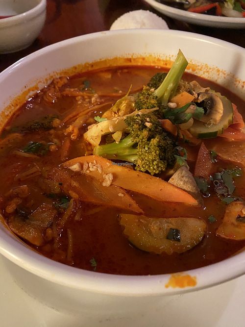 Tom yum veganized at Aloy Thai Cuisine in Boulder