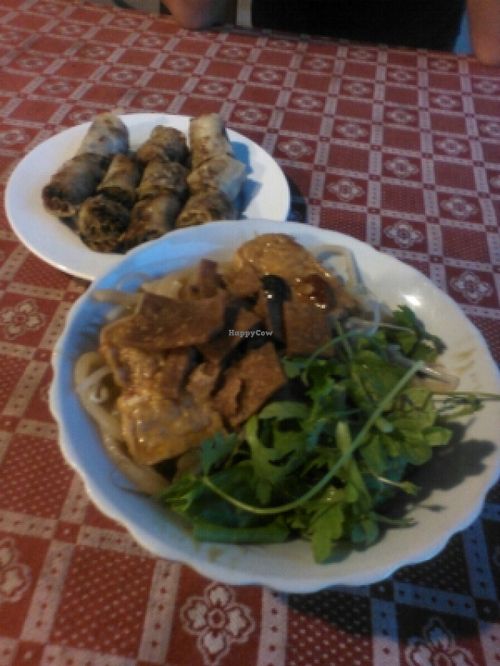 cao lau and springrolls at Nhat Da in Hoi An