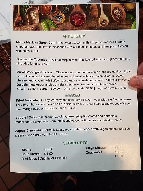 Vegan Night Menu- Appetizers at Don Emiliano's Restaurante Mexicano in Ofallon