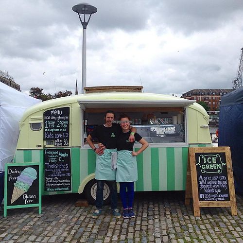 Vintage 1959 Cheltenham Sable revamped into a beautiful vegan ice cream wagon at Ice Green in Cardigan