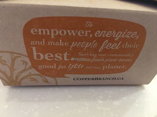 take-away box at Copper Branch in Toronto