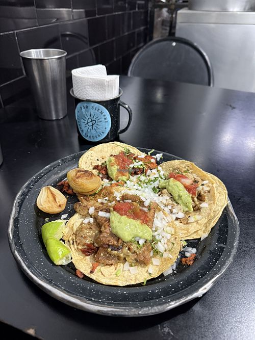 3 tacos  at Por Siempre Vegana Vol II in Mexico City