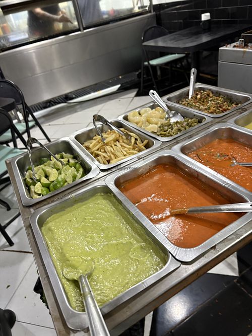 Salsa bar  at Por Siempre Vegana Vol II in Mexico City