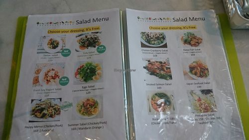 Labelled vegan salads at Salad Memory in Phuket