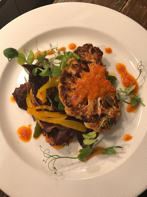 Cauliflower steak with romesco sauce at The New Plough in Dipton