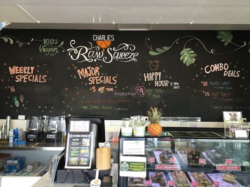 wall board at Charlie's Raw Squeeze in Clayfield