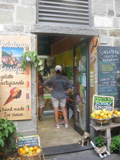 Outside at Gelateria Corniglia in Corniglia