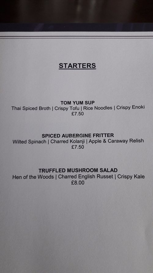 Starters at Mitton Hall Hotel in Whalley