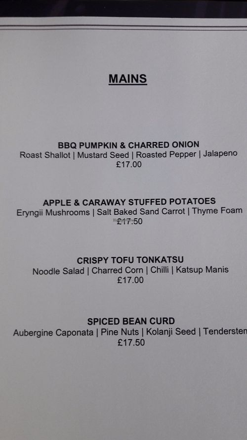 Mains at Mitton Hall Hotel in Whalley