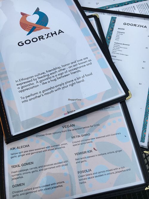 menu labels vegan options  at Goorsha in Durham