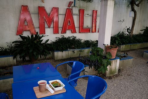 Garden seating at TOO Naturally Healthy Food in Lisbon